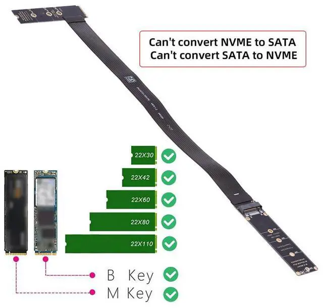 Alt view image 6 of 7 - PCI-E 4.0 NVME NGFF M-Key Male to Female Extension 30cm Right Angled Type PCI Express Cable for Mainboard