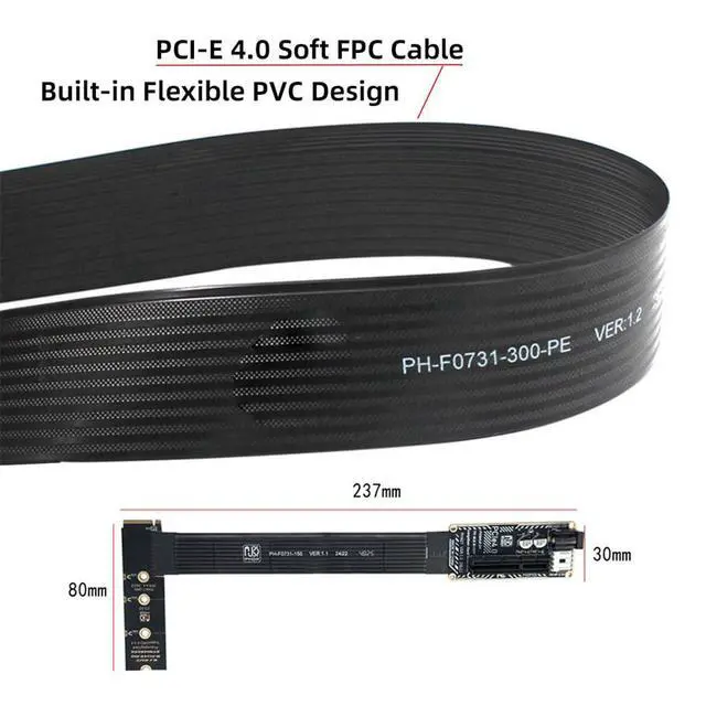 Alt view image 7 of 7 - xiwai NGFF M.2 NVMe M-Key Extender Right Angled Type 90 Degree to PCI-E X1 X4 X8 X16 Flexible Cable Extension PCBA Adapter Graphics Card PCI-Express for M2 2260 2280