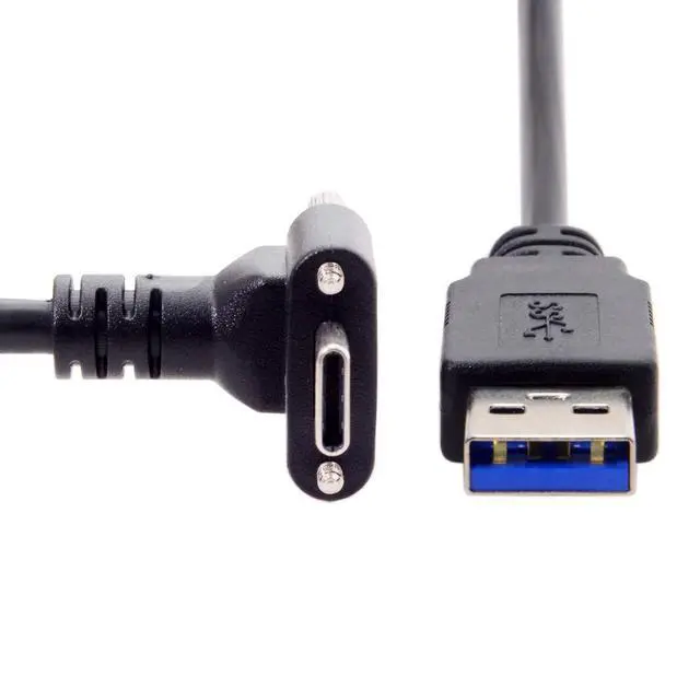Alt view image 3 of 7 - JSER Down Up Angled USB 3.1 Type-C Dual Screw Locking to Standard USB3.0 Data Cable 90 Degree Compatible for Camera