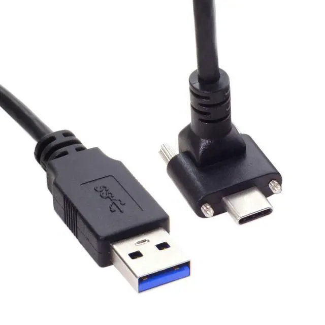 Alt view image 4 of 7 - JSER Down Up Angled USB 3.1 Type-C Dual Screw Locking to Standard USB3.0 Data Cable 90 Degree Compatible for Camera