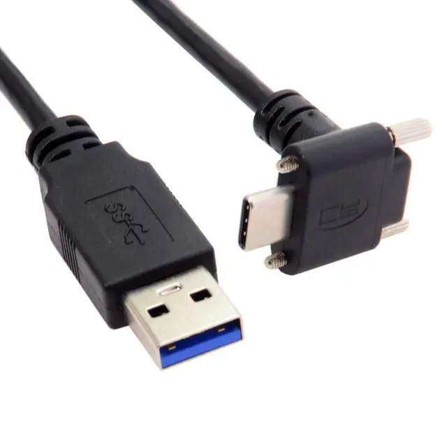 Alt view image 7 of 7 - JSER Down Up Angled USB 3.1 Type-C Dual Screw Locking to Standard USB3.0 Data Cable 90 Degree Compatible for Camera (3.0M)
