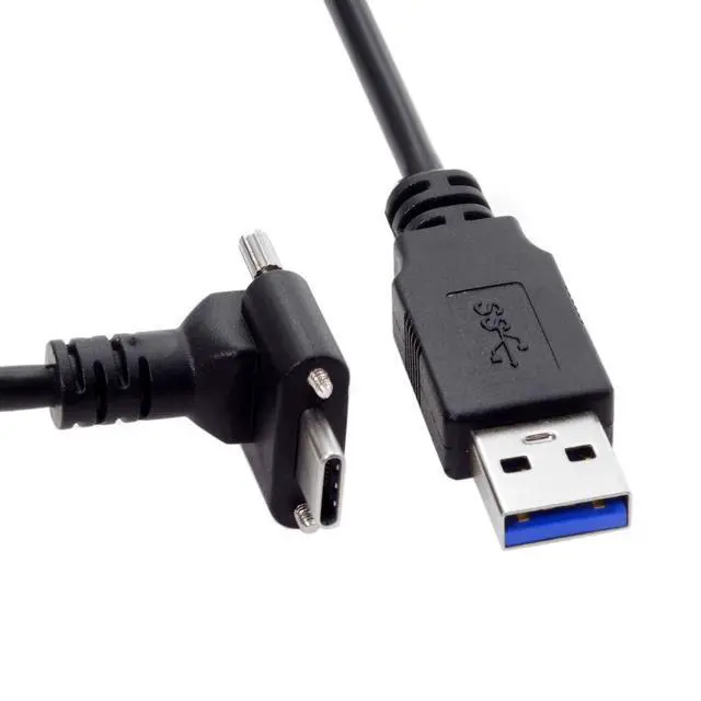Alt view image 2 of 7 - JSER Down Up Angled USB 3.1 Type-C Dual Screw Locking to Standard USB3.0 Data Cable 90 Degree Compatible for Camera