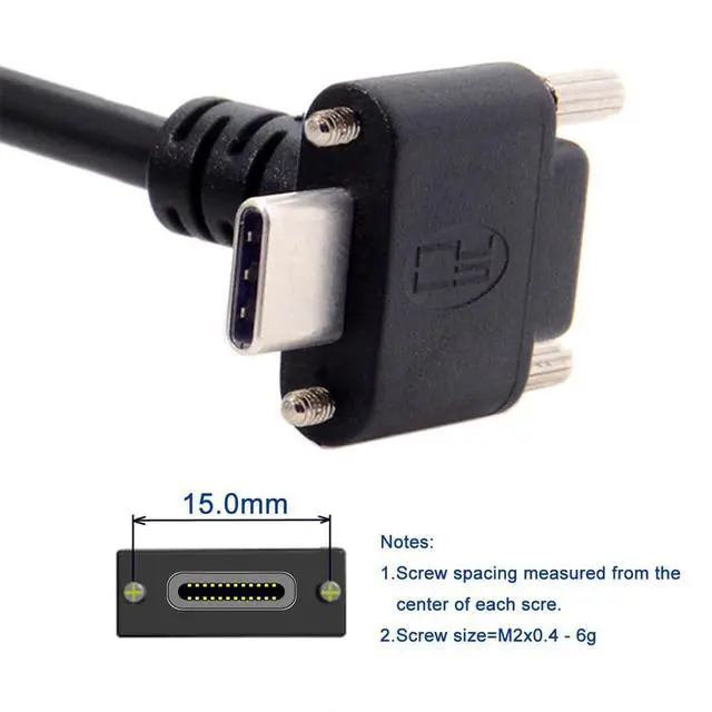 Alt view image 3 of 7 - JSER Down Up Angled USB 3.1 Type-C Dual Screw Locking to Standard USB3.0 Data Cable 90 Degree Compatible for Camera (2.0M)