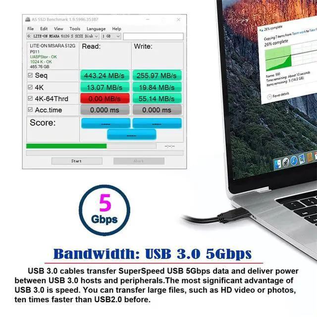 Alt view image 6 of 7 - JSER Down Up Angled USB 3.1 Type-C Dual Screw Locking to Standard USB3.0 Data Cable 90 Degree Compatible for Camera (2.0M)