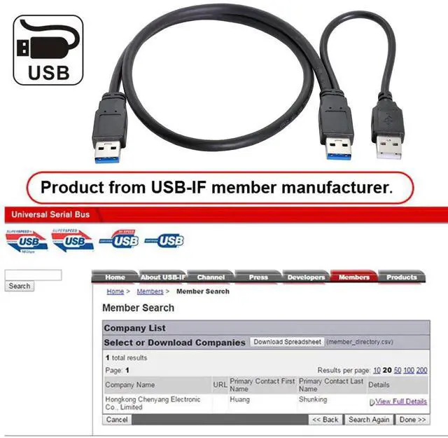 Alt view image 6 of 7 - JSER USB 3.0 Strengthen Power Y Cable Two Type-A Male to Single Type-A USB Male