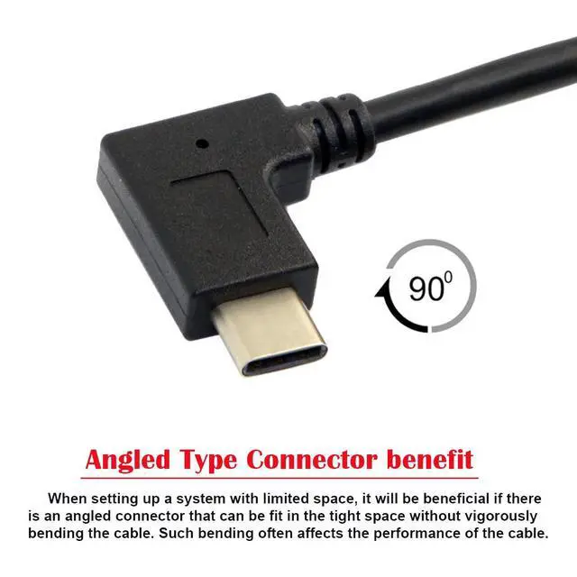 Alt view image 4 of 7 - JSER 30cm Reversible USB 3.1 USB-C Right Angled to 90 Degree Down Angled A Male Data Cable for Tablet Mobile Phone (30cm)