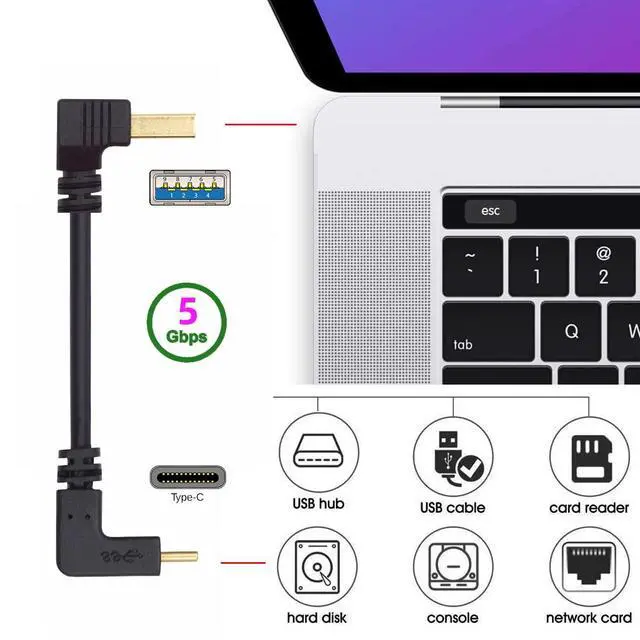 Alt view image 5 of 7 - JSER USB 3.1 USB-C Up Down Angled to 90 Degree Left Angled A Male Data Cable for Tablet Phone (100cm)