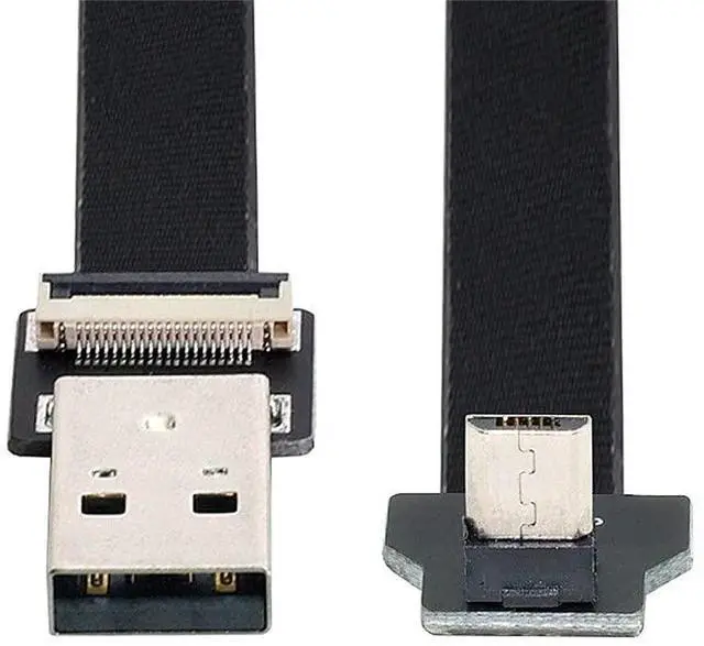 Main image of Xiwai 0.5M Up Angled USB 2.0 Type-A Male to Micro USB 5Pin Male Data Flat Slim FPC Cable for FPV & Disk & Phone