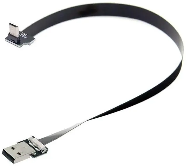 Alt view image 3 of 7 - xiwai 1.0M Up Angled USB 2.0 Type-A Male to Micro USB 5Pin Male Data Flat Slim FPC Cable for FPV & Disk & Phone