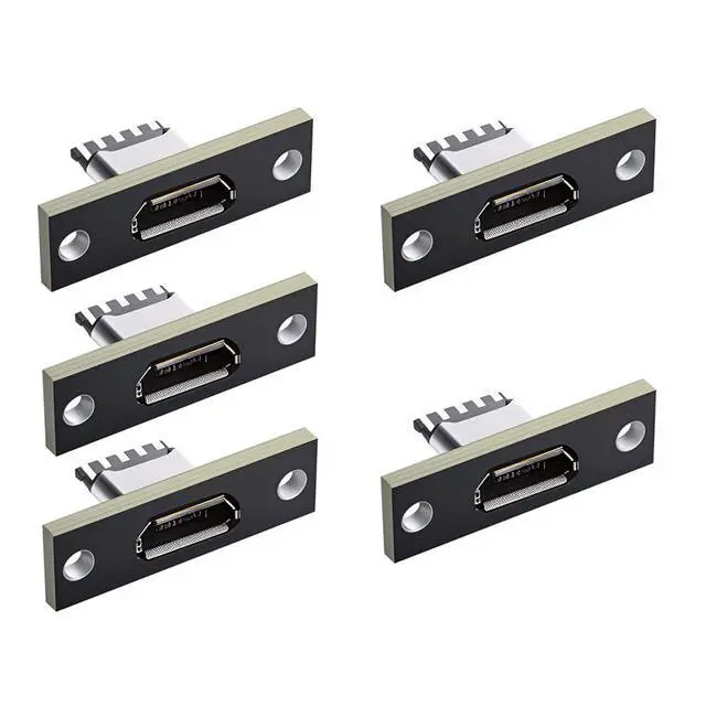 Alt view image 7 of 7 - xiwai Micro-USB 5Pin Female Type-B DIY OEM Socket Connector Panel Mount Type with PC Board USB 2.0 Pinout 5pcs/Set