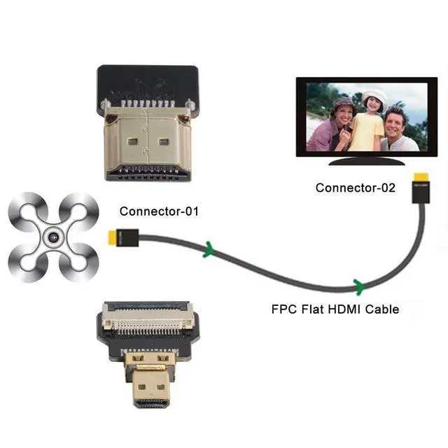 Alt view image 4 of 7 - xiwai CYFPV HDMI Male to Micro HDMI Male Extension FPC Flat Cable 1080P for FPV HDTV Multicopter Aerial Photography (0.2m) (Pack of 2)