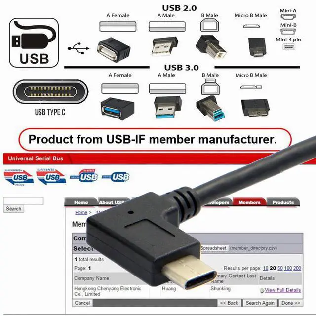 Alt view image 5 of 7 - JSER Reversible USB 3.1 USB-C Right Angled to 90 Degree Up Angled A Male Data Cable for Tablet Mobile Phone (30cm)
