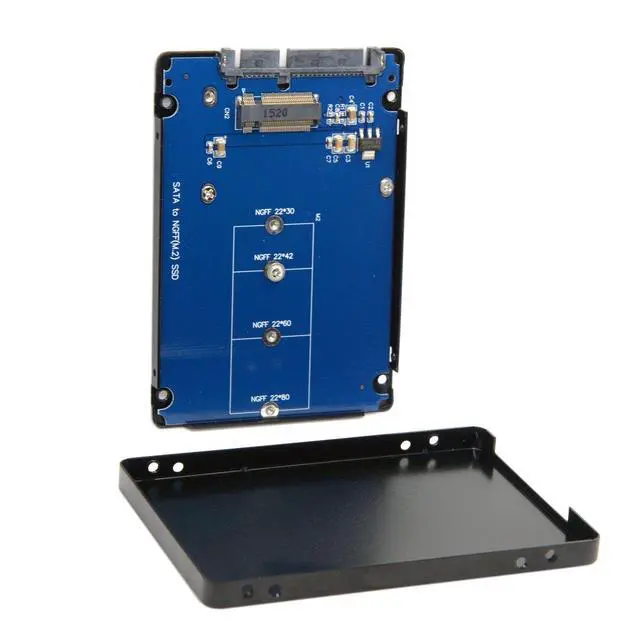 Alt view image 5 of 7 - JSER B+M Key Socket 2 M.2 NGFF (SATA) SSD to 2.5 SATA Adapter Card Adapter with Black Metal Case