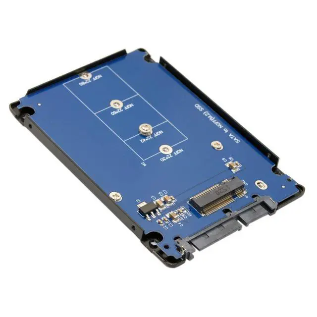 Alt view image 7 of 7 - JSER B+M Key Socket 2 M.2 NGFF (SATA) SSD to 2.5 SATA Adapter Card Adapter with Black Metal Case