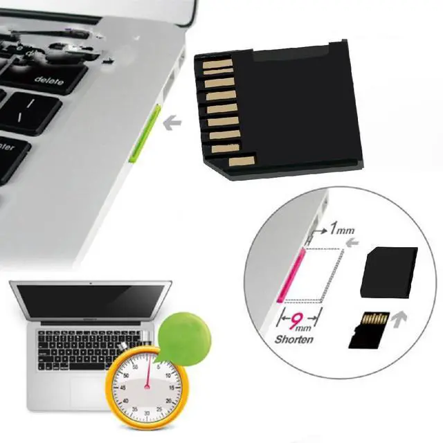Alt view image 2 of 7 - xiwai 5pcs/lot Micro SD TF to SD Card Socket Adapter for Mac Laptop | Memory Card Black Card Kit Low Profile Short Body for Extra Storage