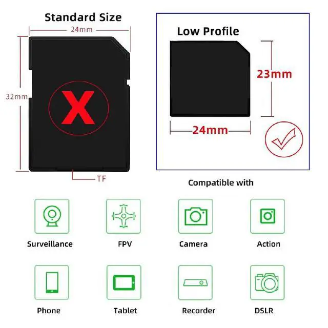Alt view image 5 of 7 - xiwai 5pcs/lot Micro SD TF to SD Card Socket Adapter for Mac Laptop | Memory Card Black Card Kit Low Profile Short Body for Extra Storage