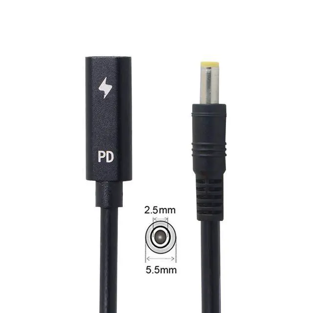 Alt view image 4 of 7 - JSER Xiwai Type C USB-C Female Input to DC Power PD Charge Cable fit for Laptop 18-20V (5.5x2.5mm)
