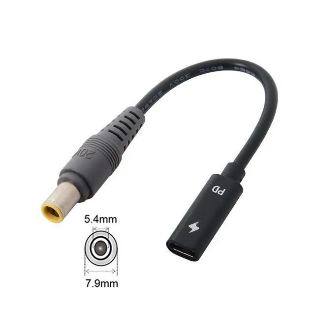 Alt view image 3 of 7 - JSER Xiwai Type C USB-C Female Input to DC Power PD Charge Cable fit for Laptop 18-20V (7.9x5.4mm for HP)