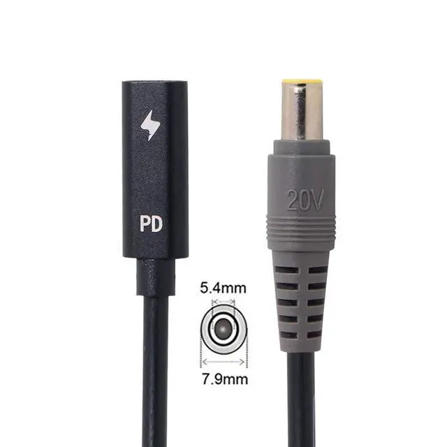 Alt view image 4 of 7 - JSER Xiwai Type C USB-C Female Input to DC Power PD Charge Cable fit for Laptop 18-20V (7.9x5.4mm for HP)