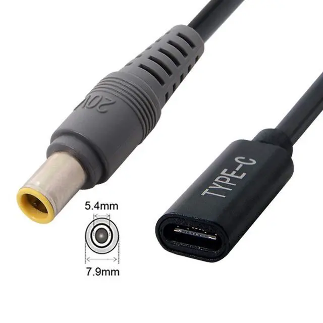 Alt view image 5 of 7 - JSER Xiwai Type C USB-C Female Input to DC Power PD Charge Cable fit for Laptop 18-20V (7.9x5.4mm for HP)