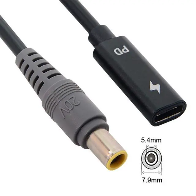 Alt view image 6 of 7 - JSER Xiwai Type C USB-C Female Input to DC Power PD Charge Cable fit for Laptop 18-20V (7.9x5.4mm for HP)