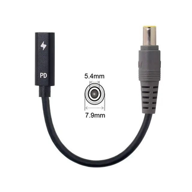 Alt view image 7 of 7 - JSER Xiwai Type C USB-C Female Input to DC Power PD Charge Cable fit for Laptop 18-20V (7.9x5.4mm for HP)