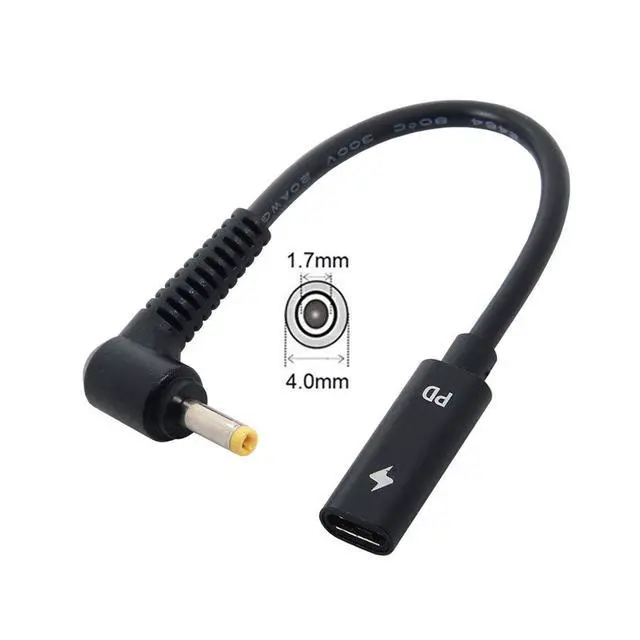 Alt view image 2 of 7 - JSER Type C USB-C Female Input to DC/Rectangle Power PD Charge Cable fit for Laptop 18-20V (4.0x1.7mm for HP)