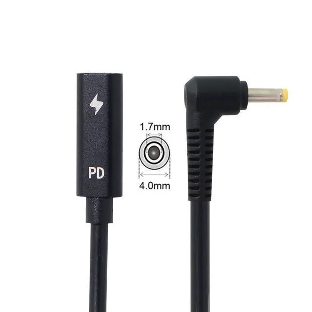 Alt view image 4 of 7 - JSER Type C USB-C Female Input to DC/Rectangle Power PD Charge Cable fit for Laptop 18-20V (4.0x1.7mm for HP)