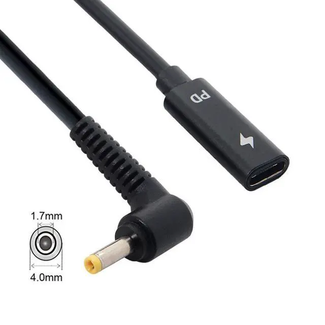 Alt view image 5 of 7 - JSER Type C USB-C Female Input to DC/Rectangle Power PD Charge Cable fit for Laptop 18-20V (4.0x1.7mm for HP)