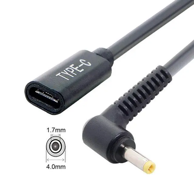 Alt view image 6 of 7 - JSER Type C USB-C Female Input to DC/Rectangle Power PD Charge Cable fit for Laptop 18-20V (4.0x1.7mm for HP)