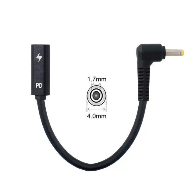 Alt view image 7 of 7 - JSER Type C USB-C Female Input to DC/Rectangle Power PD Charge Cable fit for Laptop 18-20V (4.0x1.7mm for HP)