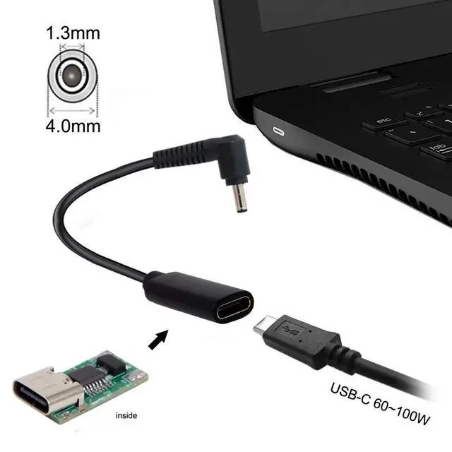 Alt view image 7 of 7 - JSER Type C USB-C Female Input to DC Power PD Charge Cable fit for Laptop 18-20V (4.0x1.3mm)
