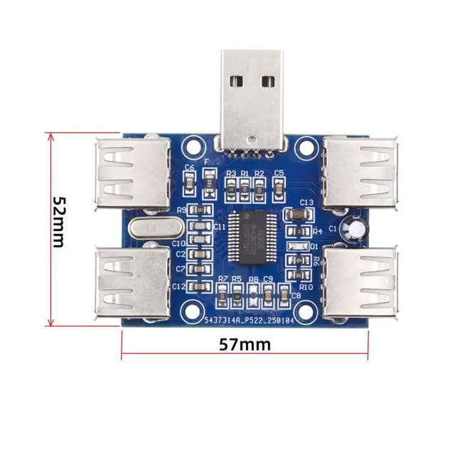 Alt view image 3 of 7 - xiwai USB 2.0 1-to-4 Four Ports HUB Splitter PCBA Expansion Module Board PCs Multiport 4 Devices Type-A Adapter for Keyboard Mouse Scanner Printer