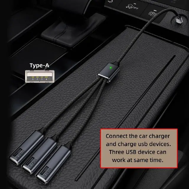 Alt view image 7 of 7 - xiwai USB 2.0 Splitter Y Cable USB Type-A 1 to 3 Ports Hub Extension Cord Bus Power Split Adapter for Mouse Keyboard Printer Disk