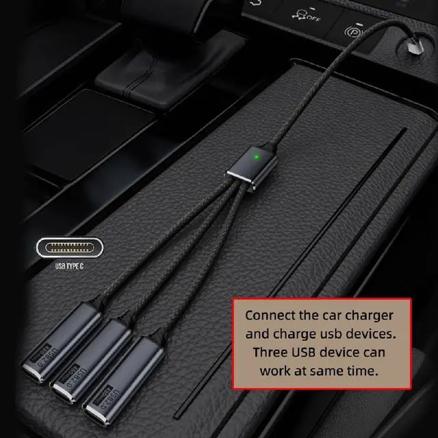 Alt view image 7 of 7 - xiwai USB 2.0 USB-C Splitter Y Cable USB Type-C 1 to 3 Hub Cable Split Adapter for for Laptop Desktop Phone Mouse Keyboard Printer Disk