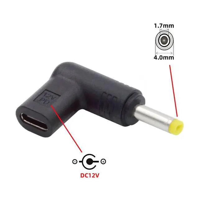 Alt view image 2 of 7 - xiwai USB 3.1 Type C USB-C Female to DC 12V 4.0x1.7mm Plug Adapter PD Emulator Trigger 90 Degree Angled