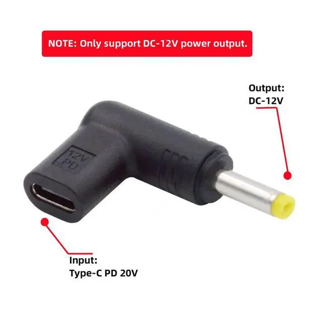 Alt view image 3 of 7 - xiwai USB 3.1 Type C USB-C Female to DC 12V 4.0x1.7mm Plug Adapter PD Emulator Trigger 90 Degree Angled