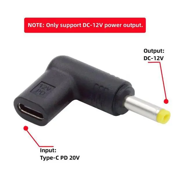 Alt view image 3 of 7 - xiwai USB 3.1 Type C USB-C Female to DC 12V 4.8x1.7mm Plug Adapter PD Emulator Trigger 90 Degree Angled