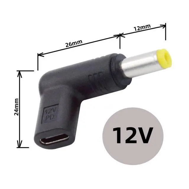 Alt view image 4 of 7 - xiwai USB 3.1 Type C USB-C Female to DC 12V 5.5x2.5mm Plug Adapter PD Emulator Trigger 90 Degree Angled