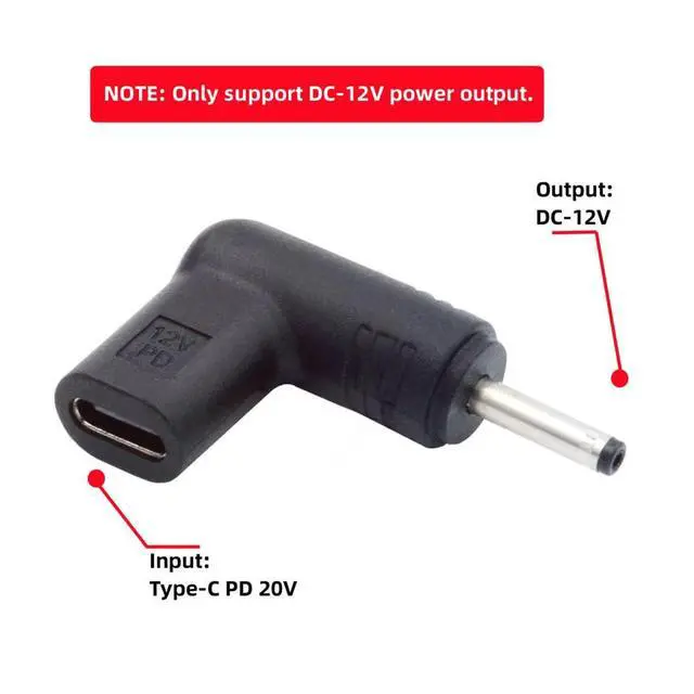 Alt view image 3 of 7 - xiwai USB 3.1 Type C USB-C Female to DC 12V 3.5x1.3mm Plug Adapter PD Emulator Trigger 90 Degree Angled