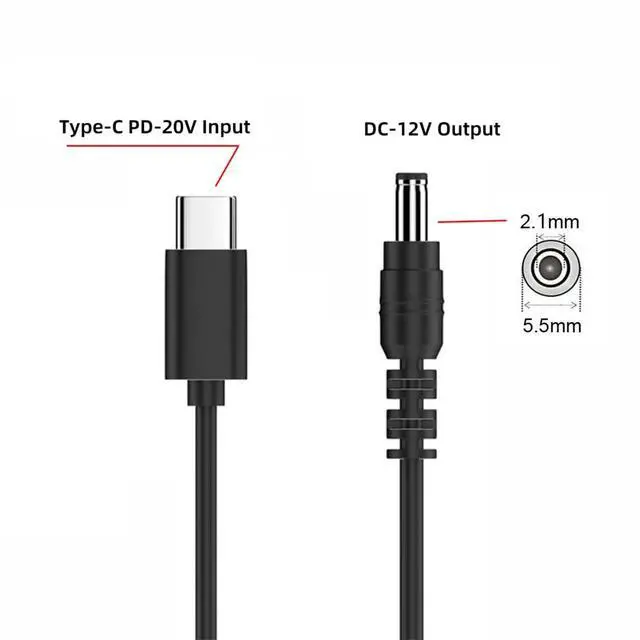 Alt view image 2 of 7 - xiwai USB 3.1 Type-C USB-C Male Input to DC 12V 5.5x2.1mm Output Plug Power Cable PD Emulator Trigger Cord 150cm