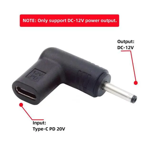 Alt view image 2 of 7 - xiwai USB 3.1 Type C USB-C Female to DC 12V 3.0x1.1mm Plug Adapter PD Emulator Trigger 90 Degree Angled