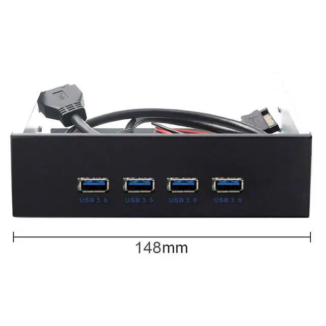 Alt view image 3 of 7 - JSER USB 3.0 HUB 4 Ports HUB Front Panel to Motherboard 20Pin 19Pin Header Connector Cable Compatible for 5.25" CD-ROM Bay
