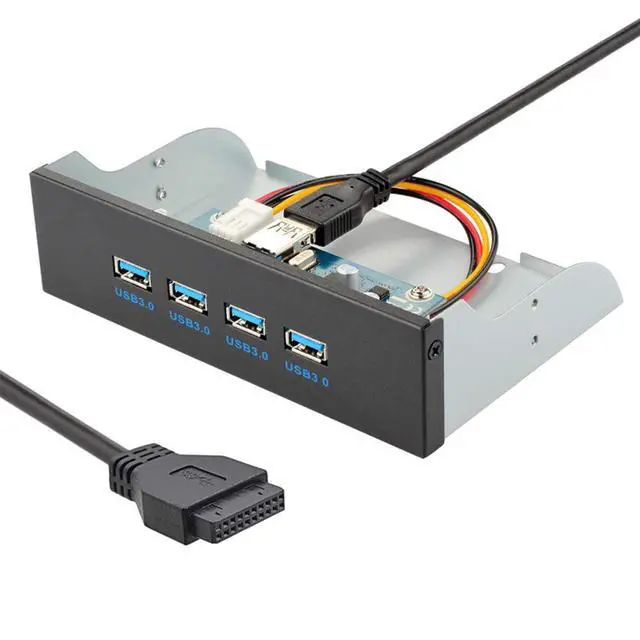 Alt view image 4 of 7 - JSER USB 3.0 HUB 4 Ports HUB Front Panel to Motherboard 20Pin 19Pin Header Connector Cable Compatible for 5.25" CD-ROM Bay