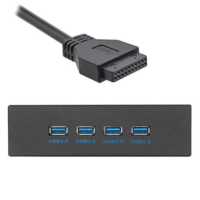Alt view image 5 of 7 - JSER USB 3.0 HUB 4 Ports HUB Front Panel to Motherboard 20Pin 19Pin Header Connector Cable Compatible for 5.25" CD-ROM Bay