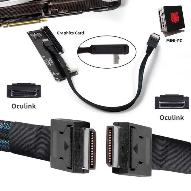 Alt view image 2 of 7 - xiwai OCuLink SFF-8611 4i to SFF-8611 PCI-Express Data Active Cable 100cm | PCIe OCuLink Connector Braided Cord for External Graphics Card Dock SSD eGPU