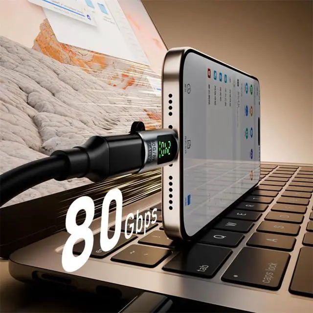 Alt view image 3 of 7 - xiwai 240W 80Gbps USB5.0 Male to Female Extension Adapter Power with Smart LED Digital Display 8K 5K Compatible with USB4.0 Thunderbolt3/4/5