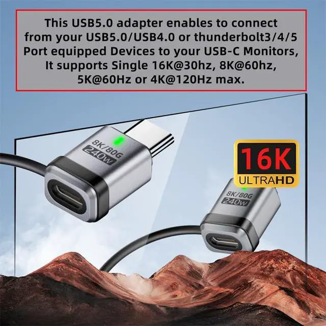 Alt view image 3 of 7 - xiwai USB5.0 80Gbps Male to Female Straight USB C Extension Adapter with Strap Tether Lanyard Keychain 240W 16K 8K 5K Compatible with USB4.0 Thunderbolt3/4/5