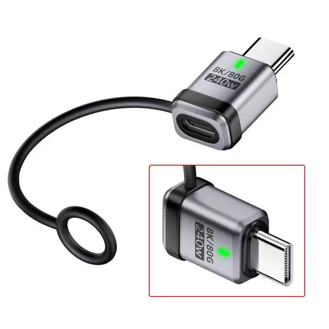 Alt view image 7 of 7 - xiwai USB5.0 80Gbps Male to Female Straight USB C Extension Adapter with Strap Tether Lanyard Keychain 240W 16K 8K 5K Compatible with USB4.0 Thunderbolt3/4/5