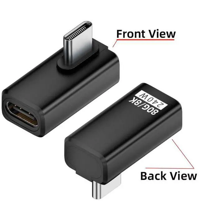 Alt view image 2 of 7 - xiwai USB5.0 Extension Adapter 80Gbps Male to Female Low Profile Left Right Angled with 240W 16K 8K 5K Compatible with USB4.0 Thunderbolt3/4/5